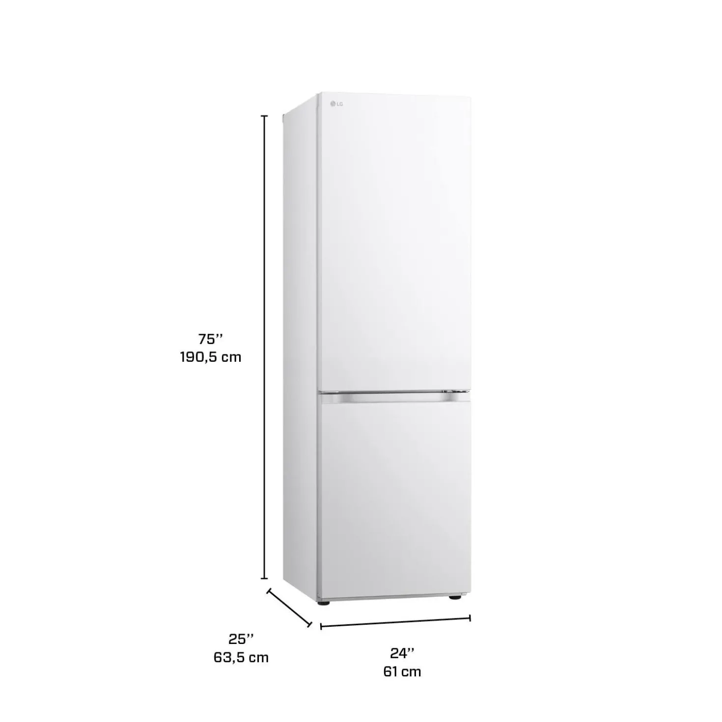 LG Réfrigérateur 12 pi3 24 po Blanc Congélateur en bas - LB12C2000W