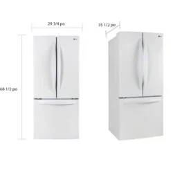 LG Réfrigérateur 21,8 pi3 30 po Blanc Congélateur en bas, Portes françaises - LRFNS2200W