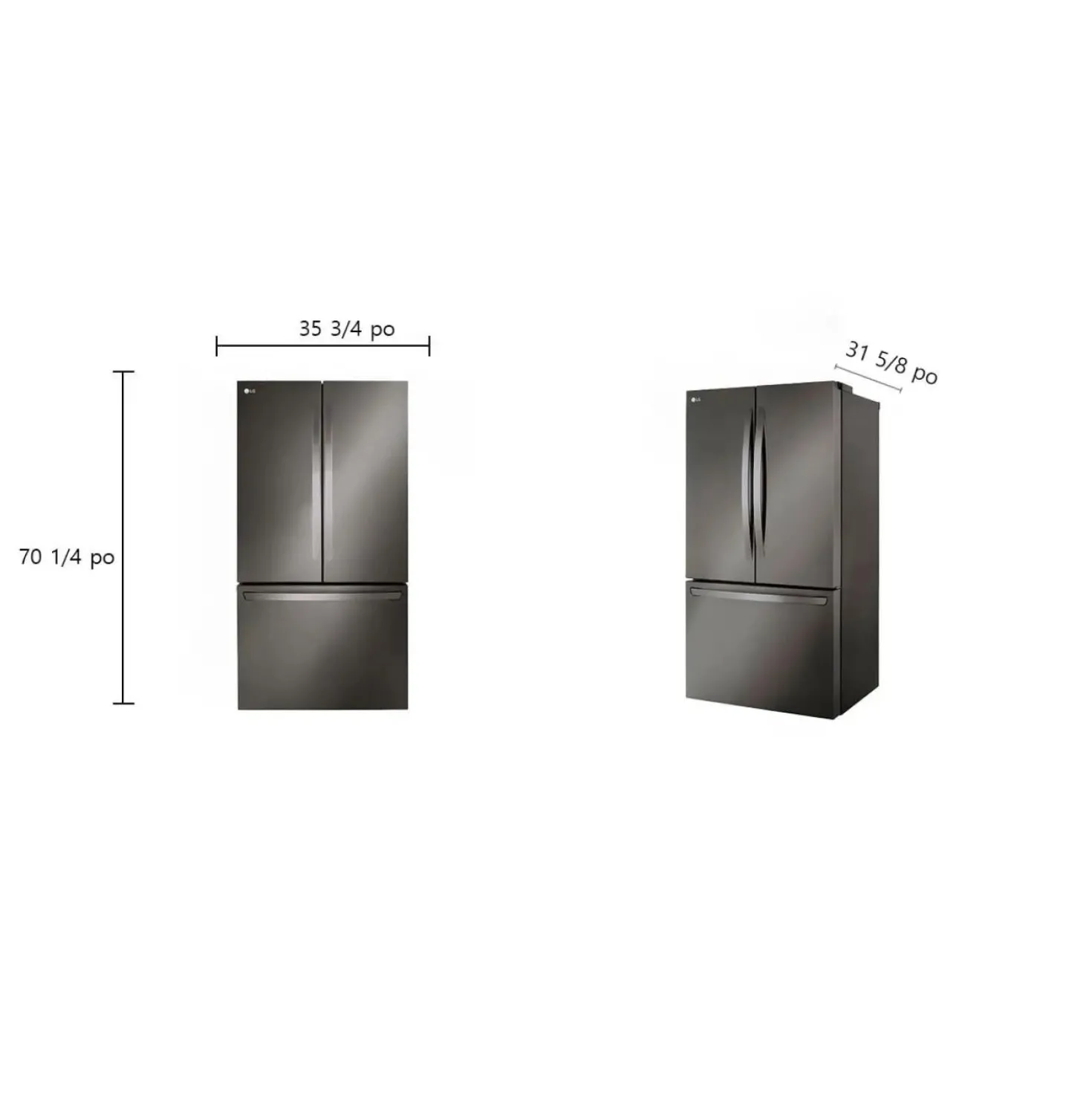 LG Réfrigérateur 27 pi3 36 po Inox Noir Portes françaises - LRFLC2706D