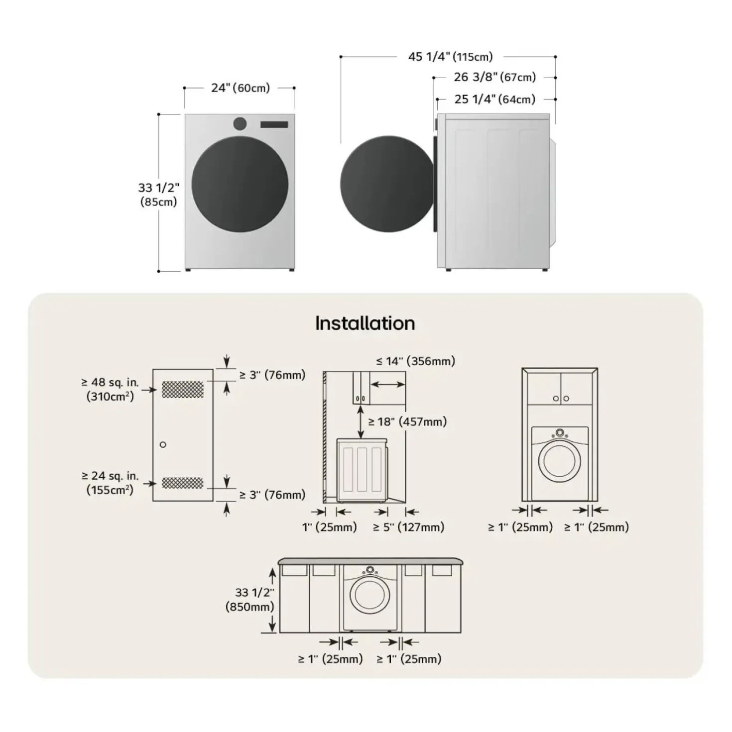 LG Sécheuse Compact Chargement frontal Blanc 24" - DLHC1455W