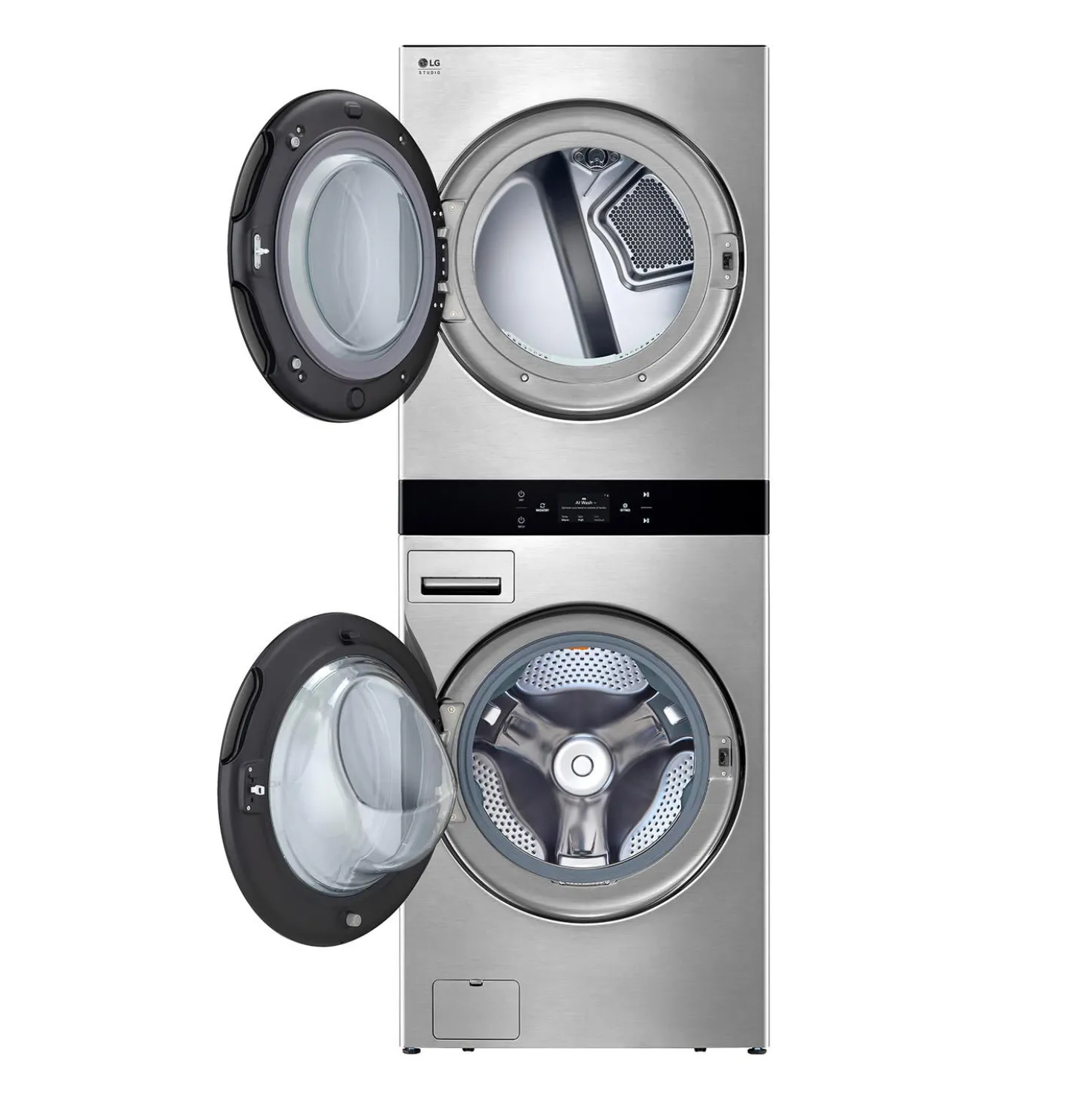 LG STUDIO Tour de lavage, Acier inoxydable, 27", Chargement frontal - SWWE50N3