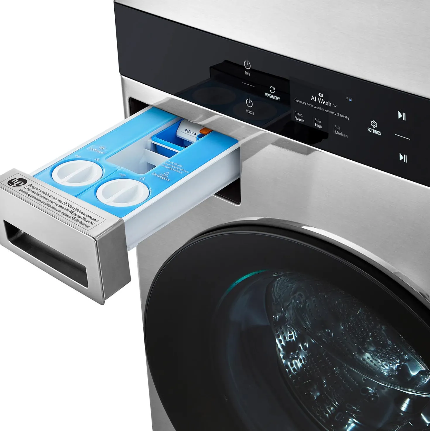 LG STUDIO Tour de lavage, Acier inoxydable, 27", Chargement frontal - SWWE50N3