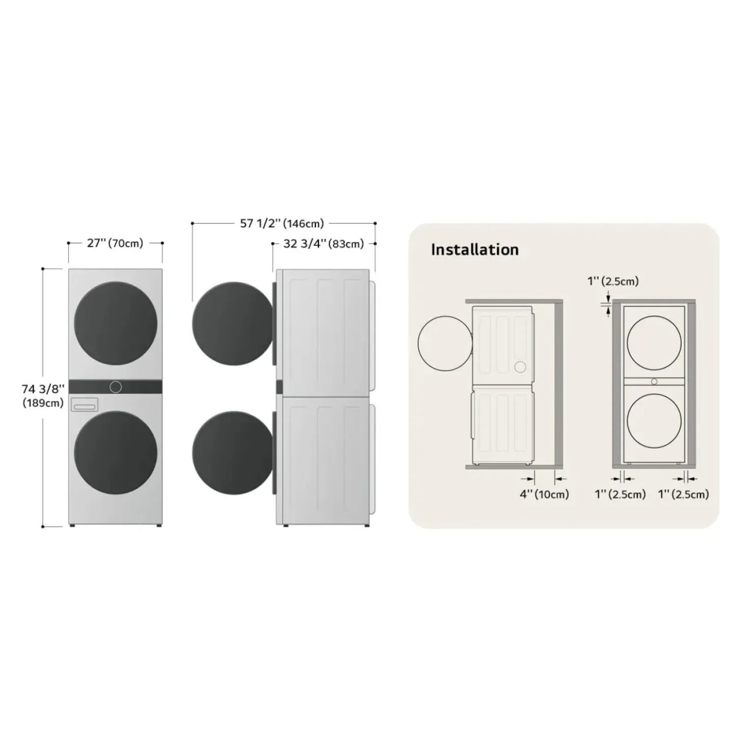 LG Tour de lavage, Acier noir, 27", Chargement frontal - WKHC252HBA