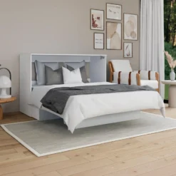Lit cabinet queen avec matelas 6,5 po - blanc