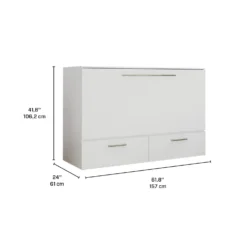 Lit cabinet queen avec matelas 6,5 po - blanc