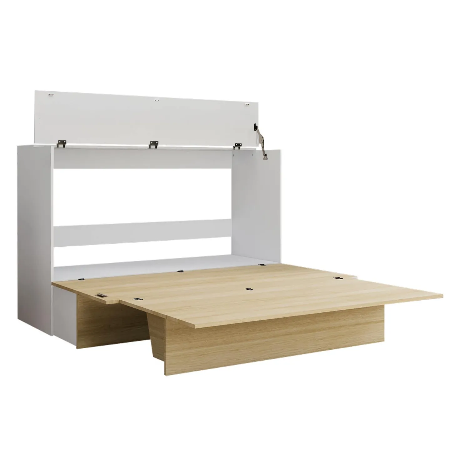 Lit cabinet queen avec matelas 6,5 po - naturel