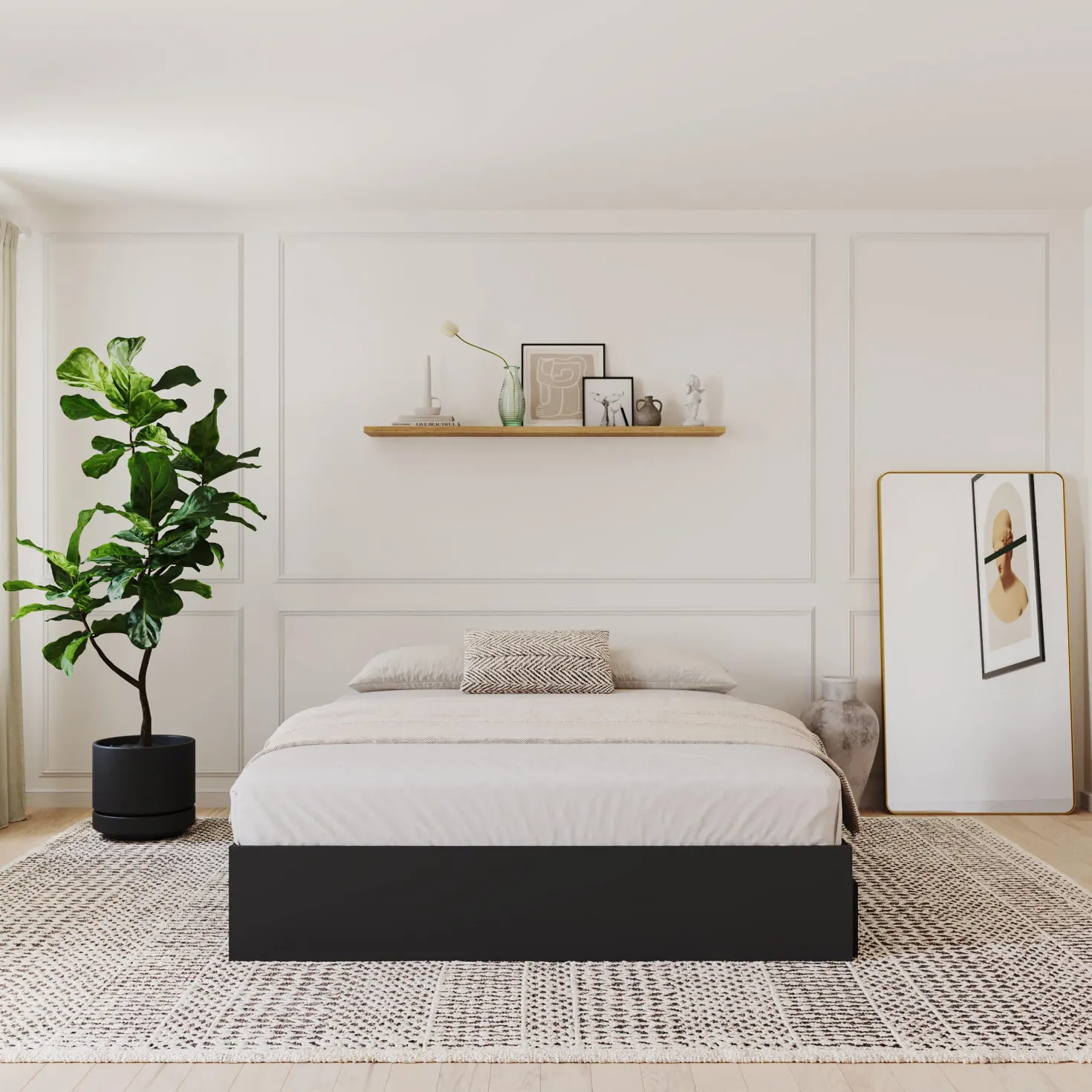 Lit double avec rangement 3 tiroirs (54") - Nexera