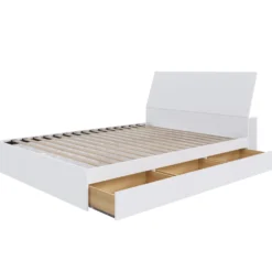 Lit double avec rangement 3 tiroirs et tête de lit (54") - Nexera