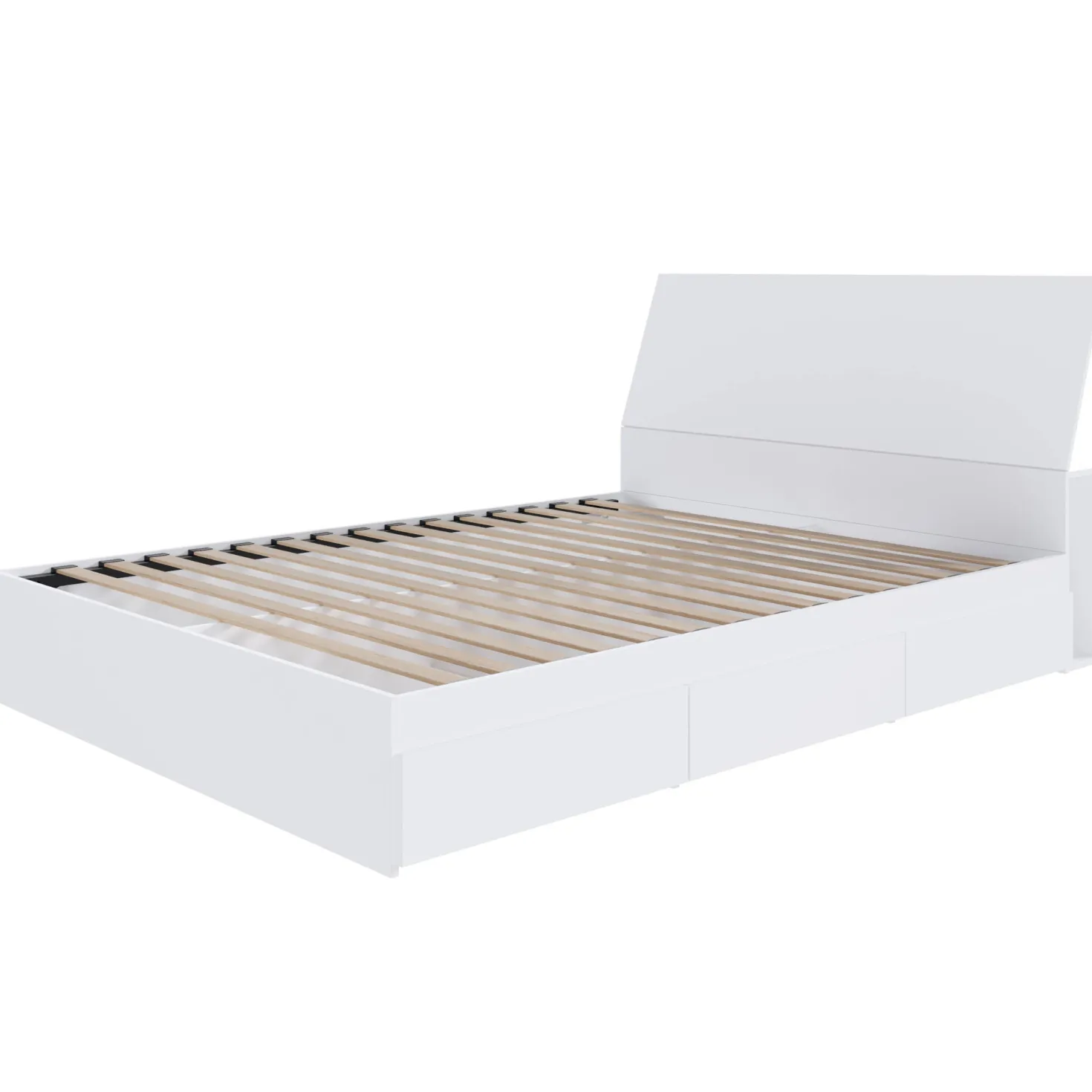 Lit double avec rangement 3 tiroirs et tête de lit (54") - Nexera