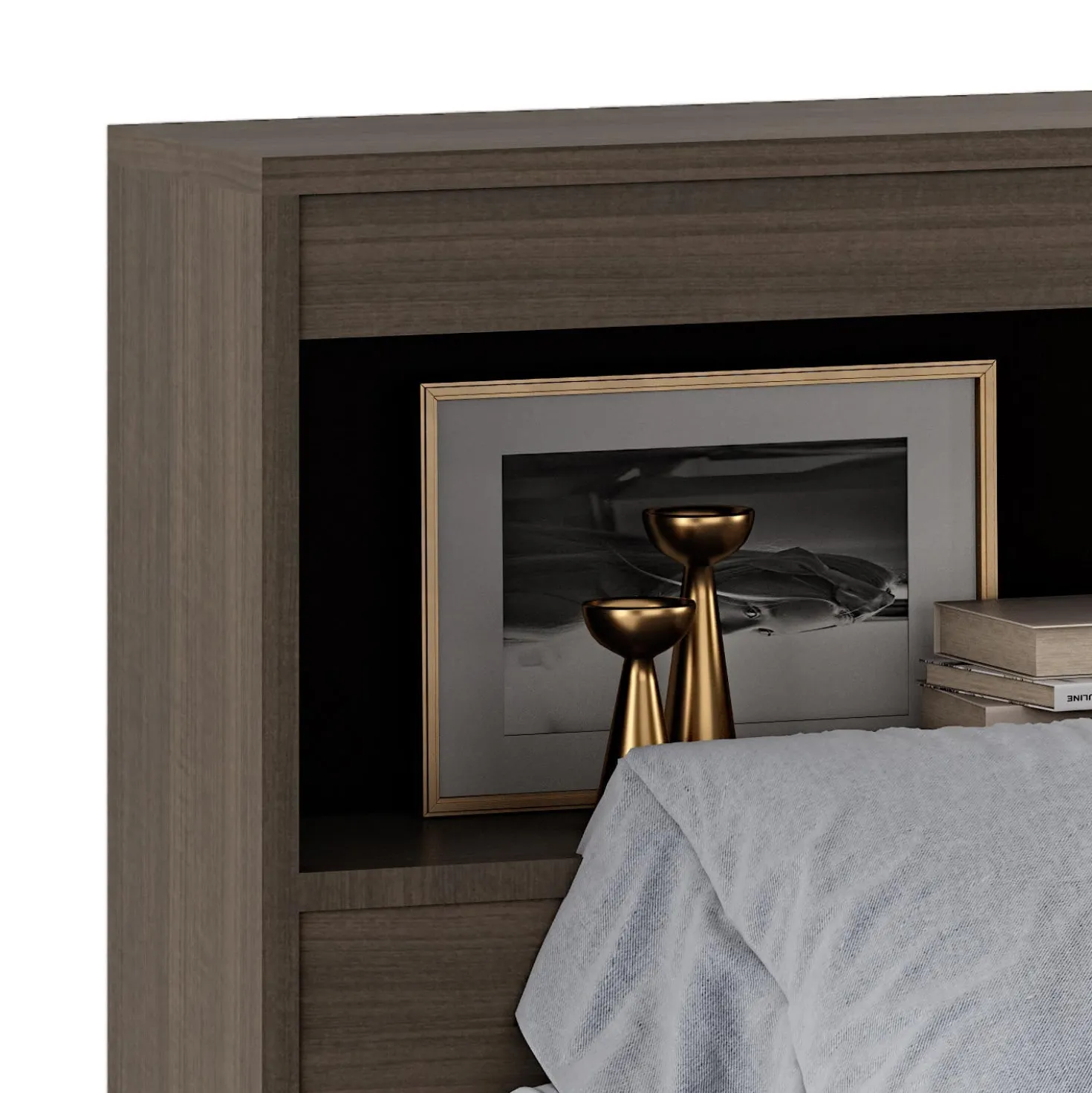 Lit double avec rangement 6 tiroirs et tête de lit (54")