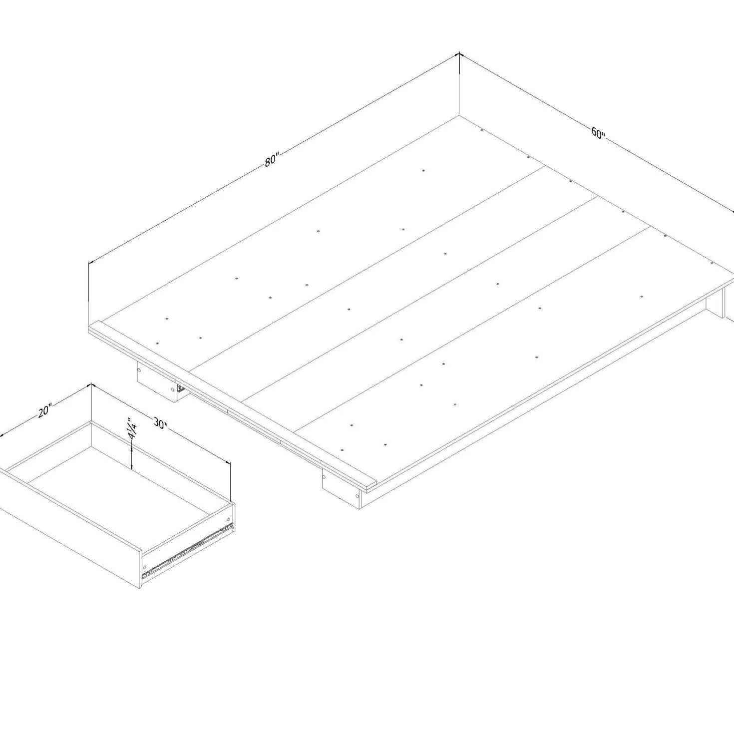 Lit double/queen avec rangement 1 tiroir (54"/60") - South Shore