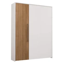 Lit escamotable queen - blanc et brun