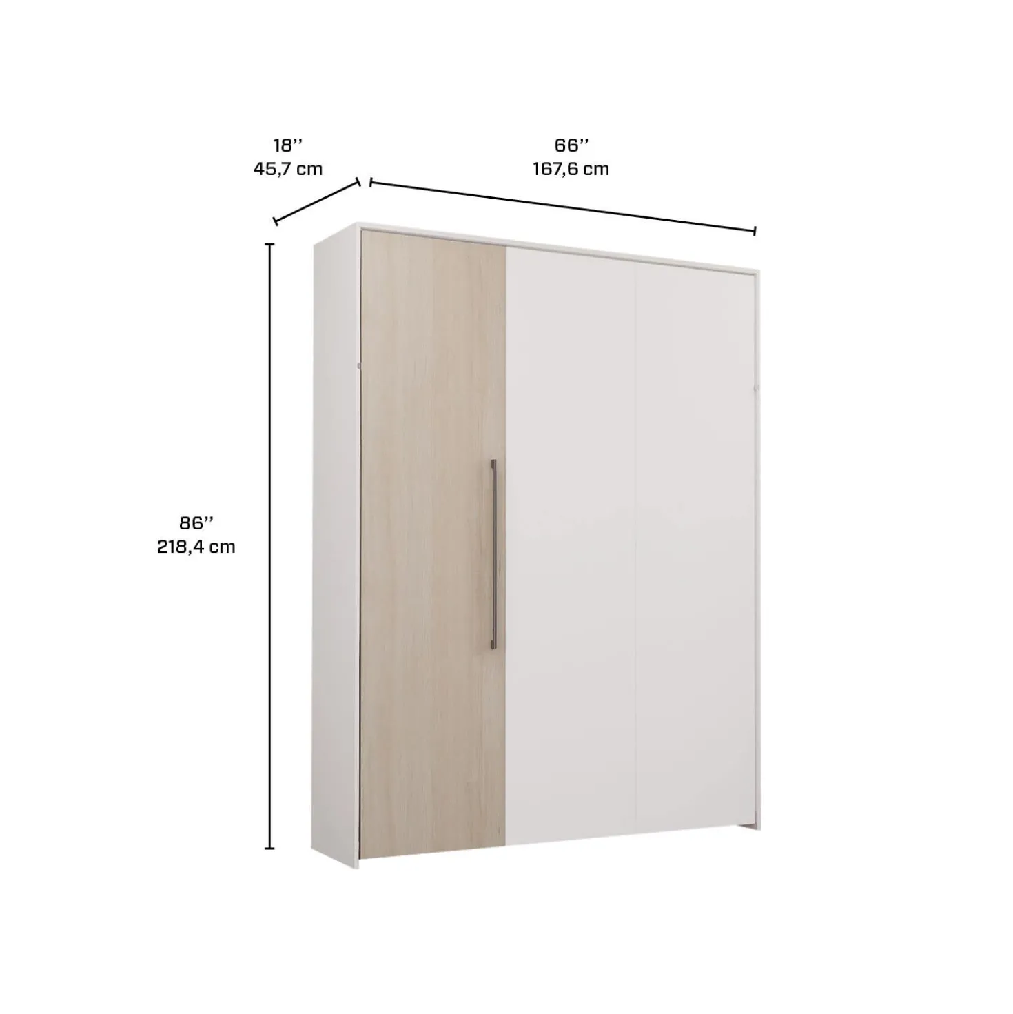 Lit escamotable queen - blanc et gris
