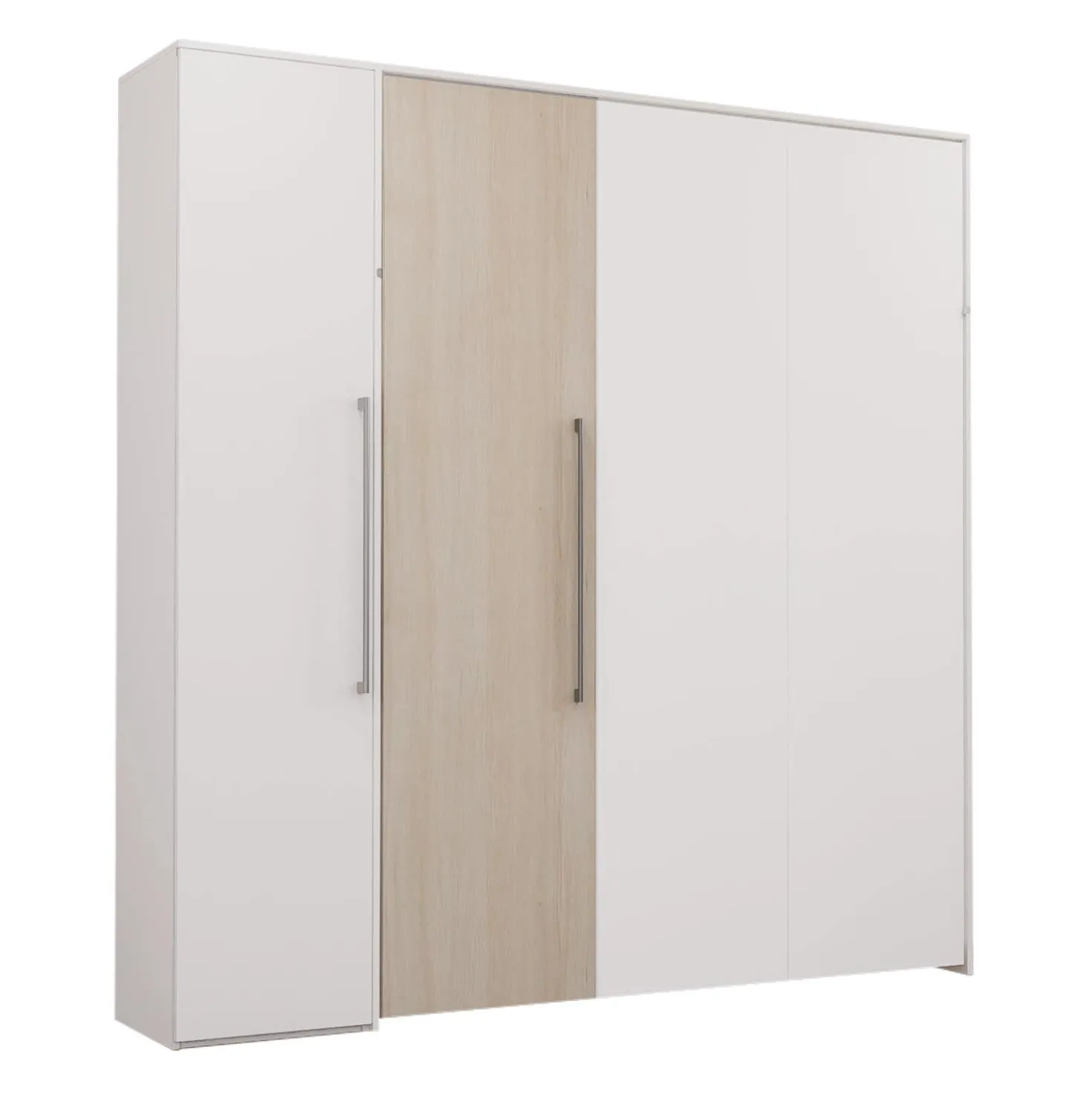 Lit escamotable queen et unité de rangement - blanc et gris
