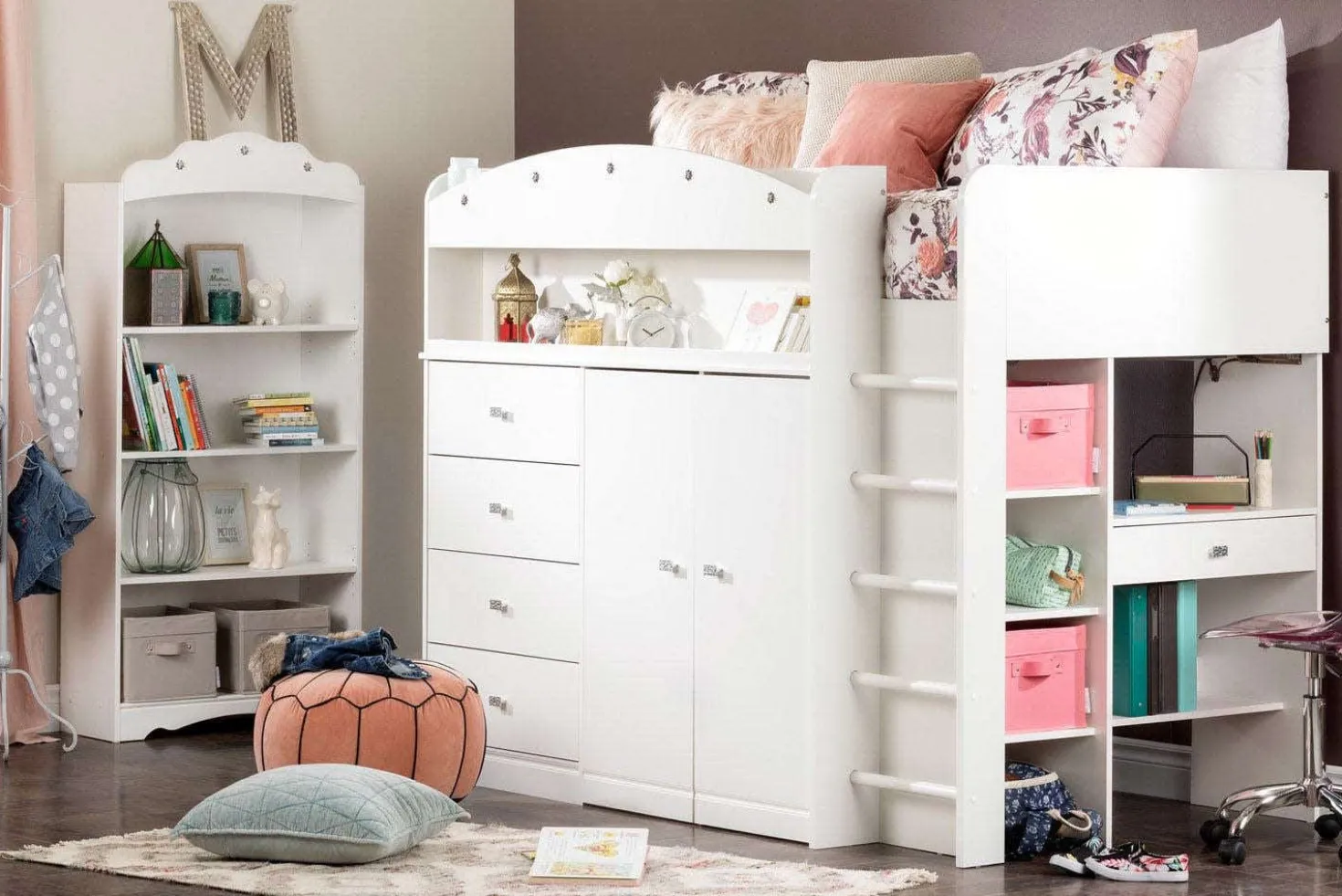 Lit mezzanine simple avec bureau 39'' - South Shore