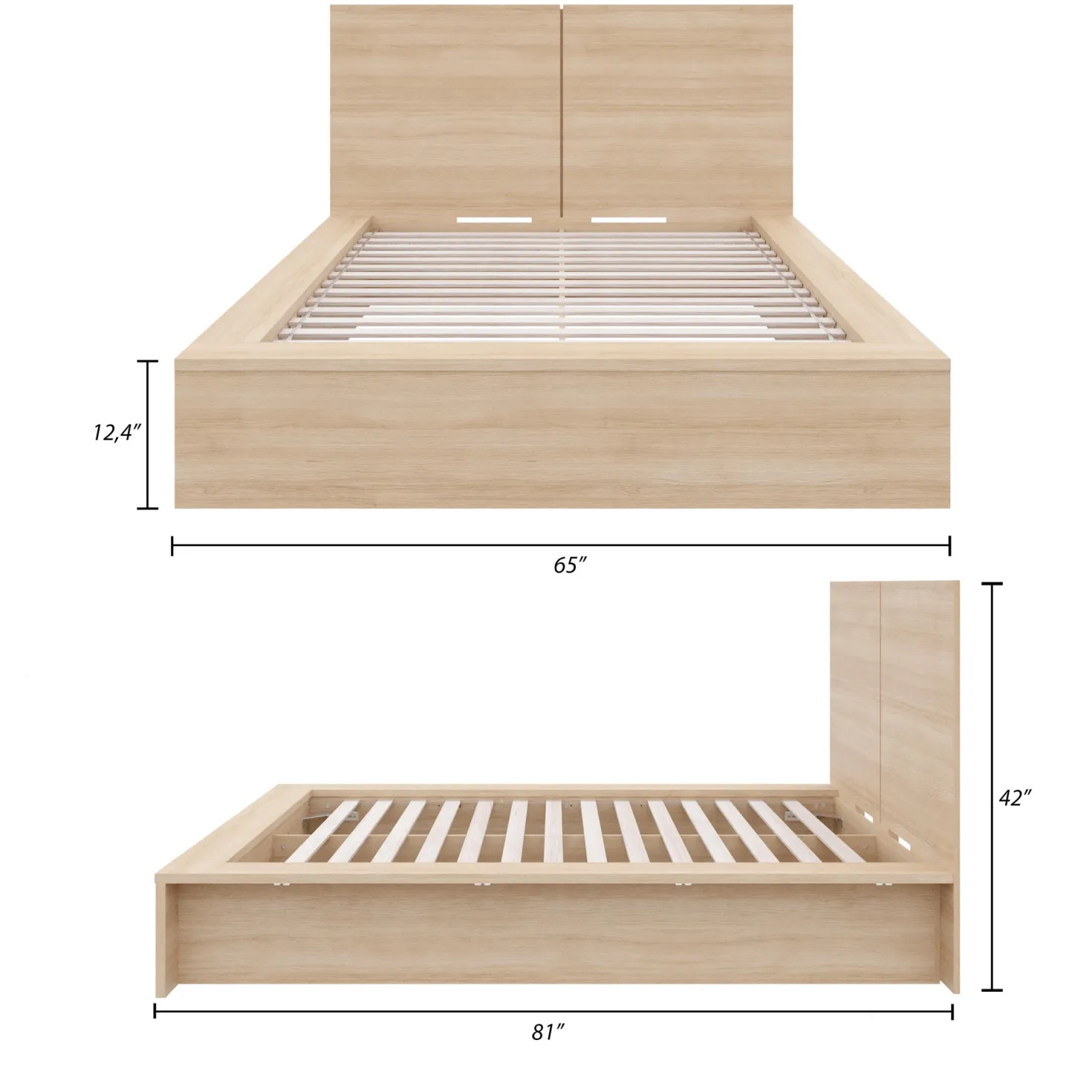 Lit plateforme double avec tête de lit (54") - Nexera