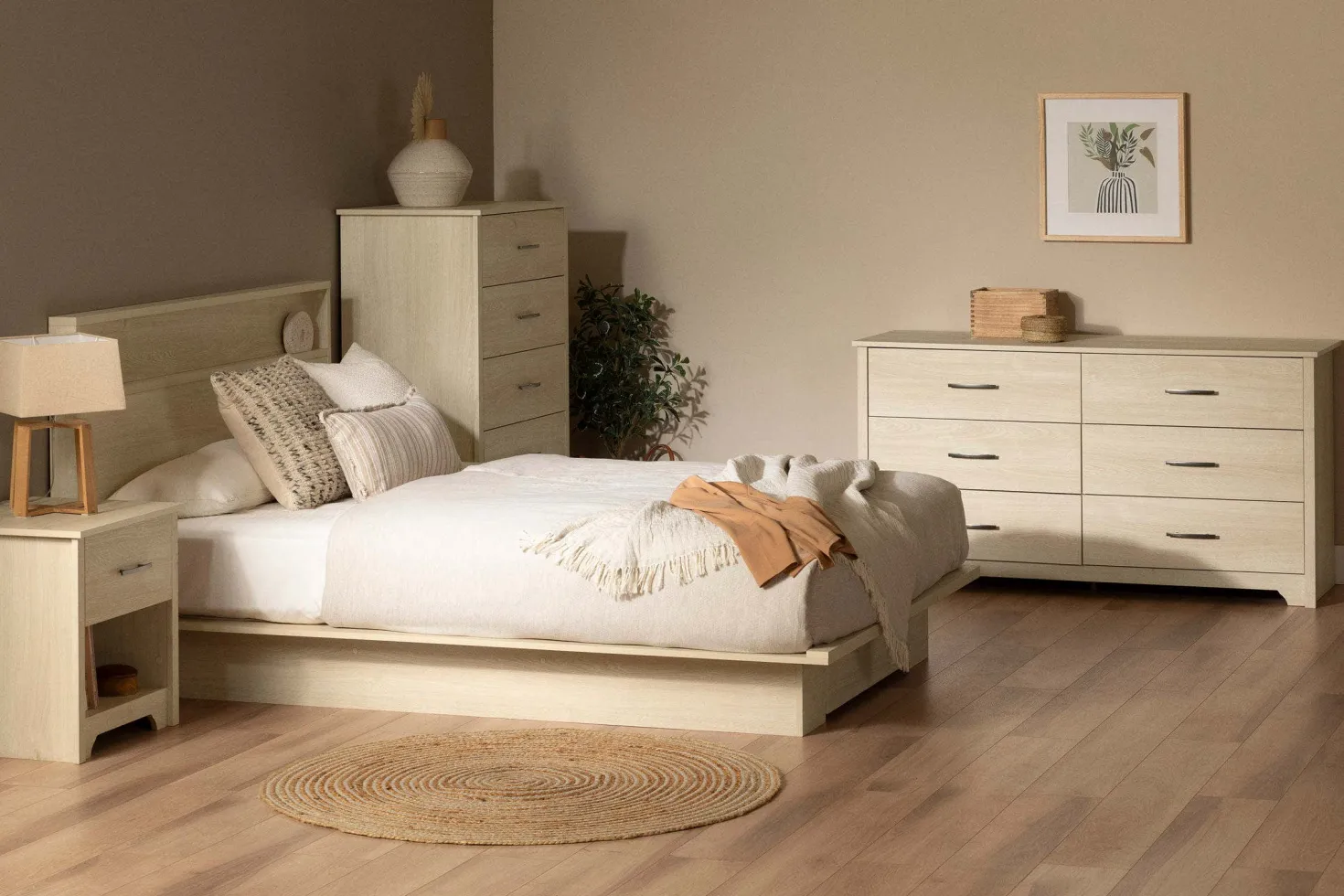 Lit plateforme double/queen avec rangement 1 tiroir et tête de lit (54"/60") - South Shore