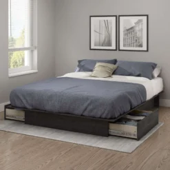 Lit plateforme double/queen avec rangement 2 tiroirs (54"/60'') - South Shore