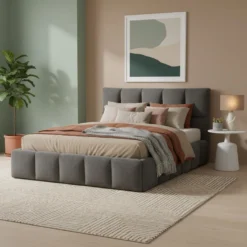 Lit queen de style guimauve (60") - gris