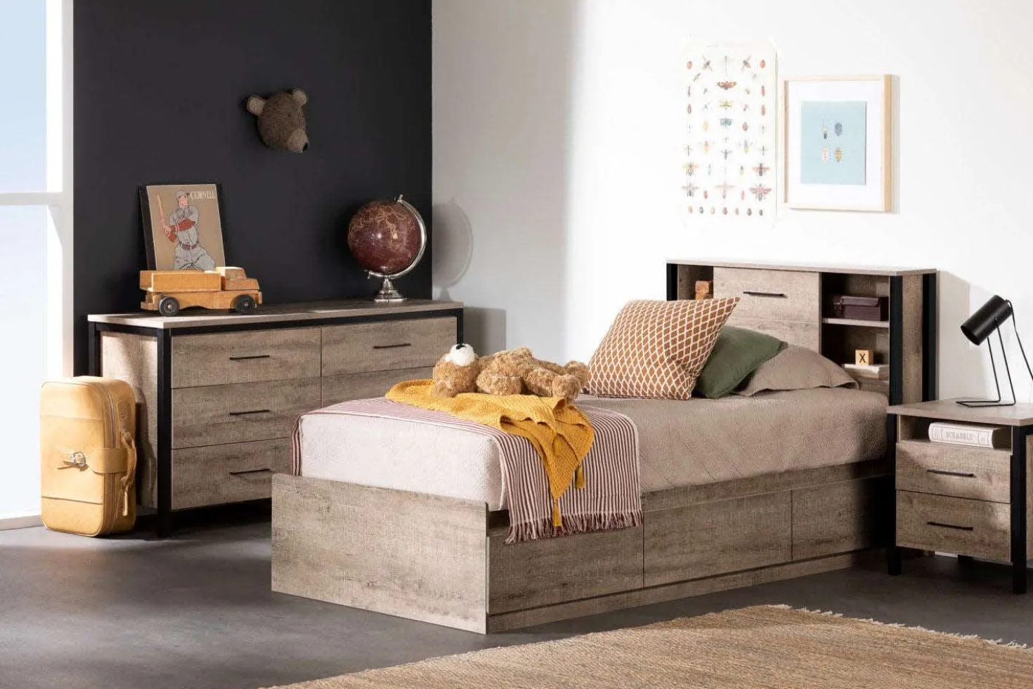 Lit simple avec rangement 3 tiroirs (39") - South Shore