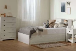 Lit simple avec rangement 3 tiroirs et tête de lit (39