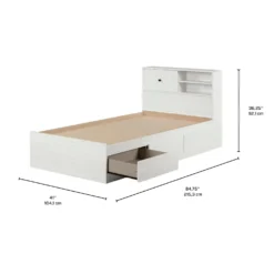 Lit simple avec rangement 3 tiroirs et tête de lit (39