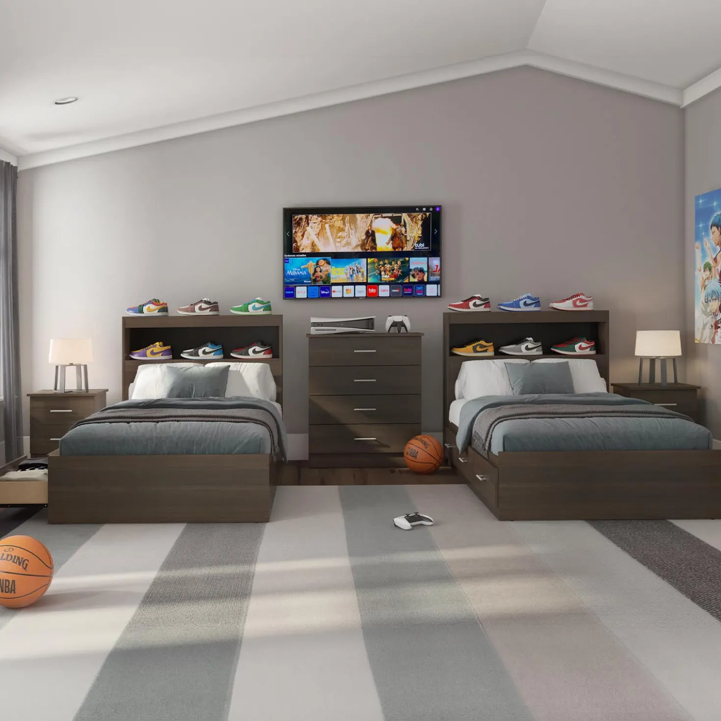 Lit simple avec rangement 3 tiroirs et tête de lit (39")