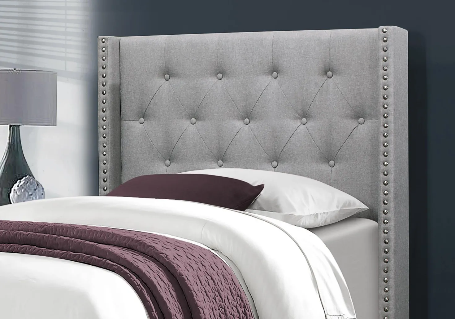Lit simple en tissu avec tête de lit (39")
