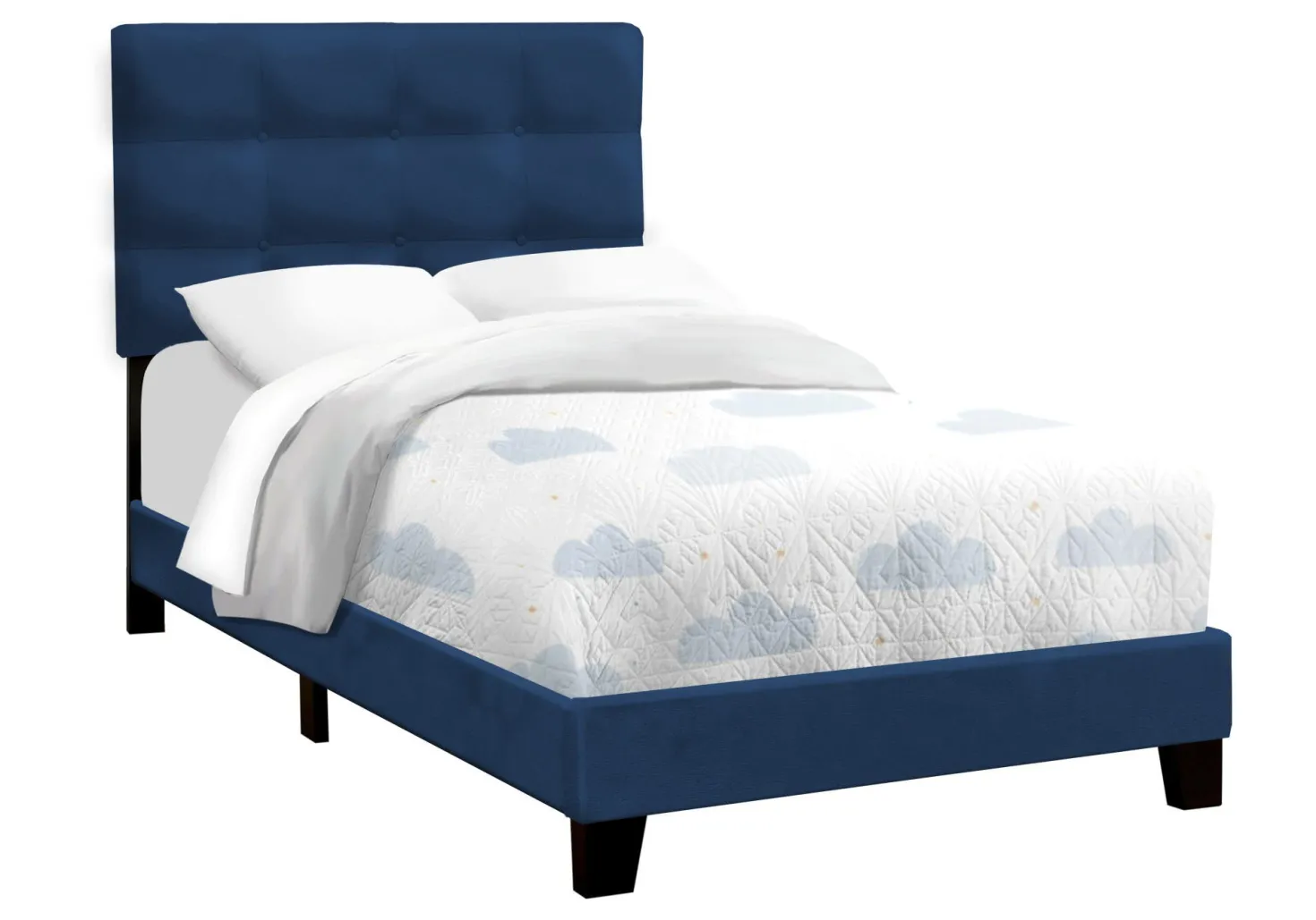 Lit simple en velours avec tête de lit (39")