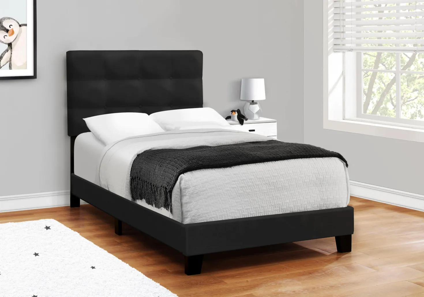 Lit simple en velours avec tête de lit (39")