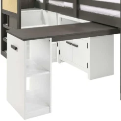 Lit simple mezzanine avec rangement et bureau (39