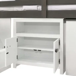 Lit simple mezzanine avec rangement et bureau (39