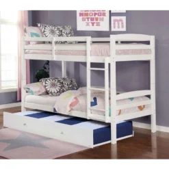 Lit superposé blanc avec lit gigogne - 39"/39"