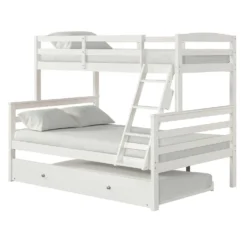Lit superposé blanc avec lit gigogne - 39"/54"