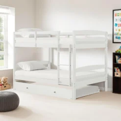 Lit superposé blanc avec lit gigogne - 54"/54"