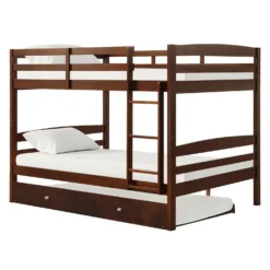 Lit superposé brun avec lit gigogne - 54"/54"