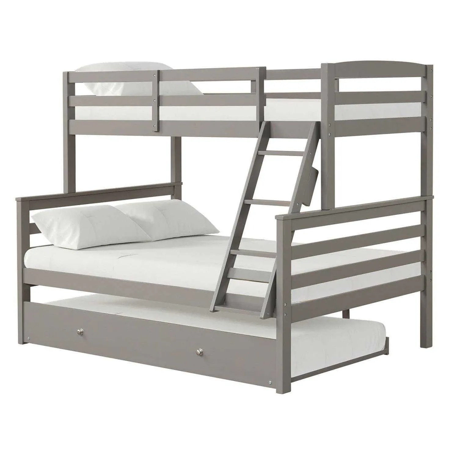 Lit superposé gris avec lit gigogne - 39"/54"