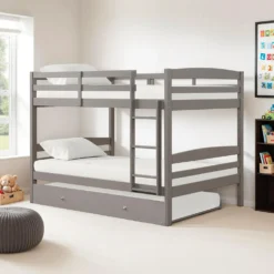 Lit superposé gris avec lit gigogne - 54"/54"
