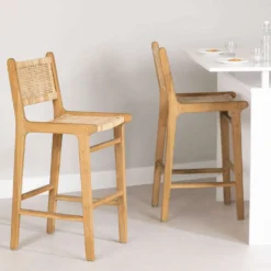 LOT DE 2 TABOURETS DE BAR EN ROTIN - South Shore