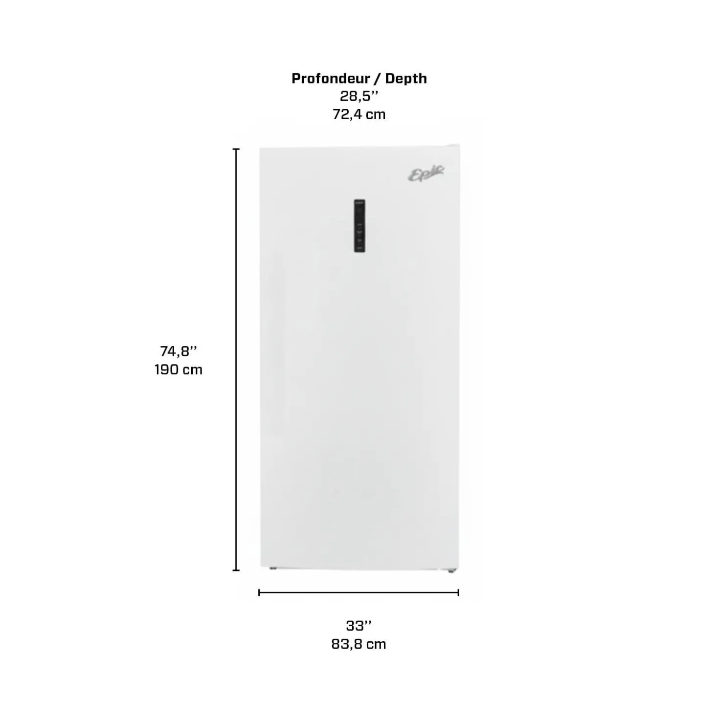 MARATHON Réfrigérateur Congélateur convertible - 21,2 pi³, Blanc, Vertical, 33" - EFF212W