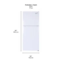 MARATHON Réfrigérateur 18 pi3 30 po Blanc Congélateur en haut - EFF181W