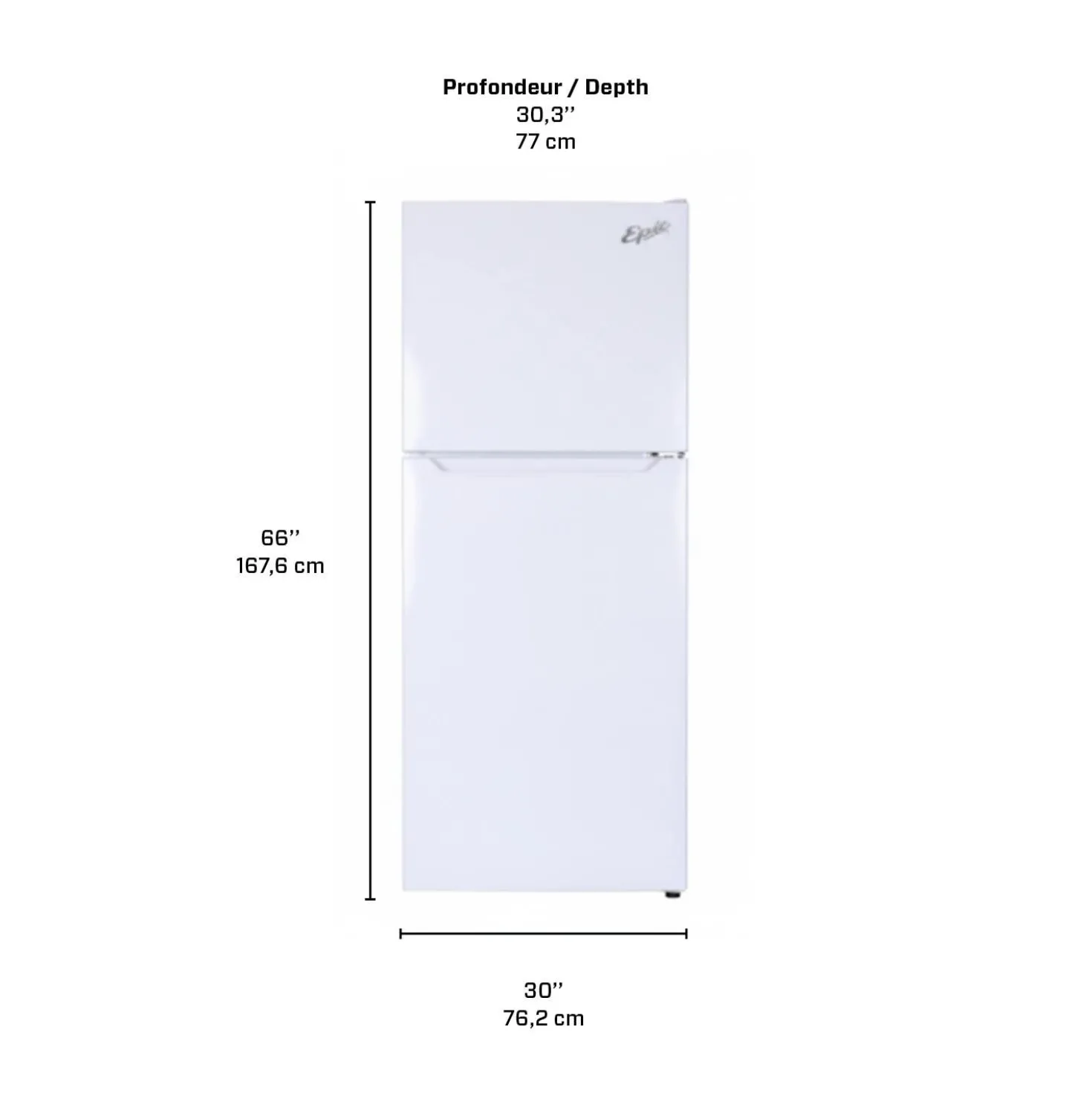 MARATHON Réfrigérateur 18 pi3 30 po Blanc Congélateur en haut - EFF181W