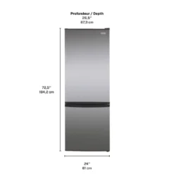 MARATHON Réfrigérateur 11,5 pi3 24 po Inox Congélateur en bas - MFF115SSBM