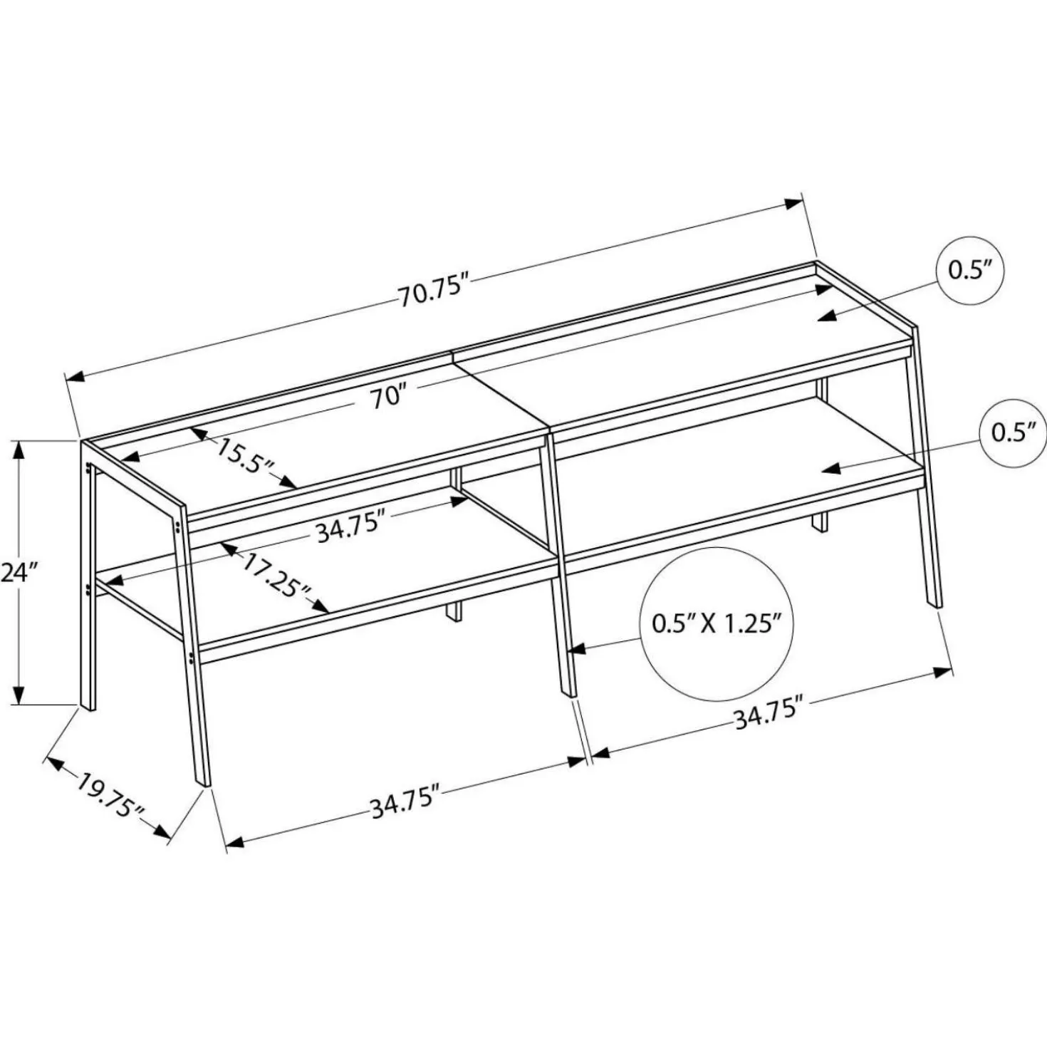 Meuble télé avec rangement 72" - Monarch