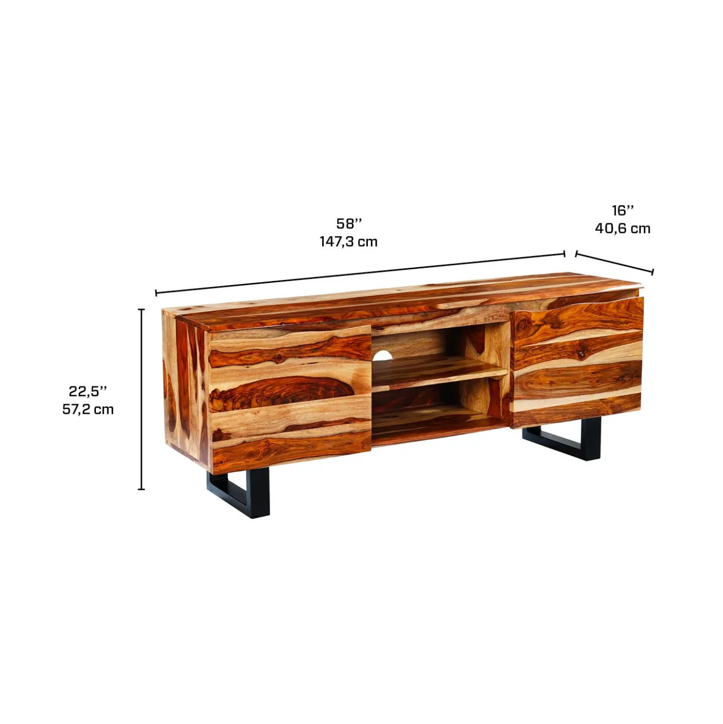 Meuble télé en bois massif - 58"