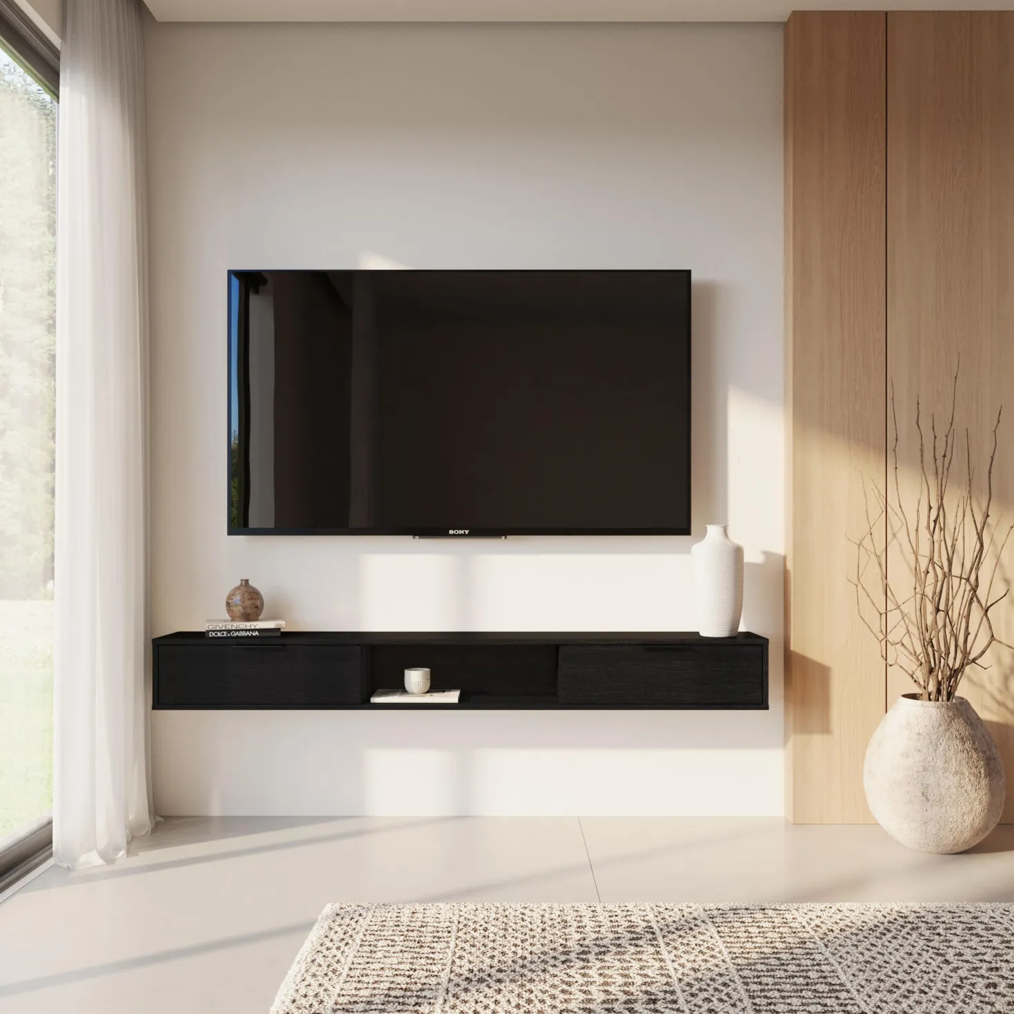 Meuble télé mural avec rangement 72" - Nexera