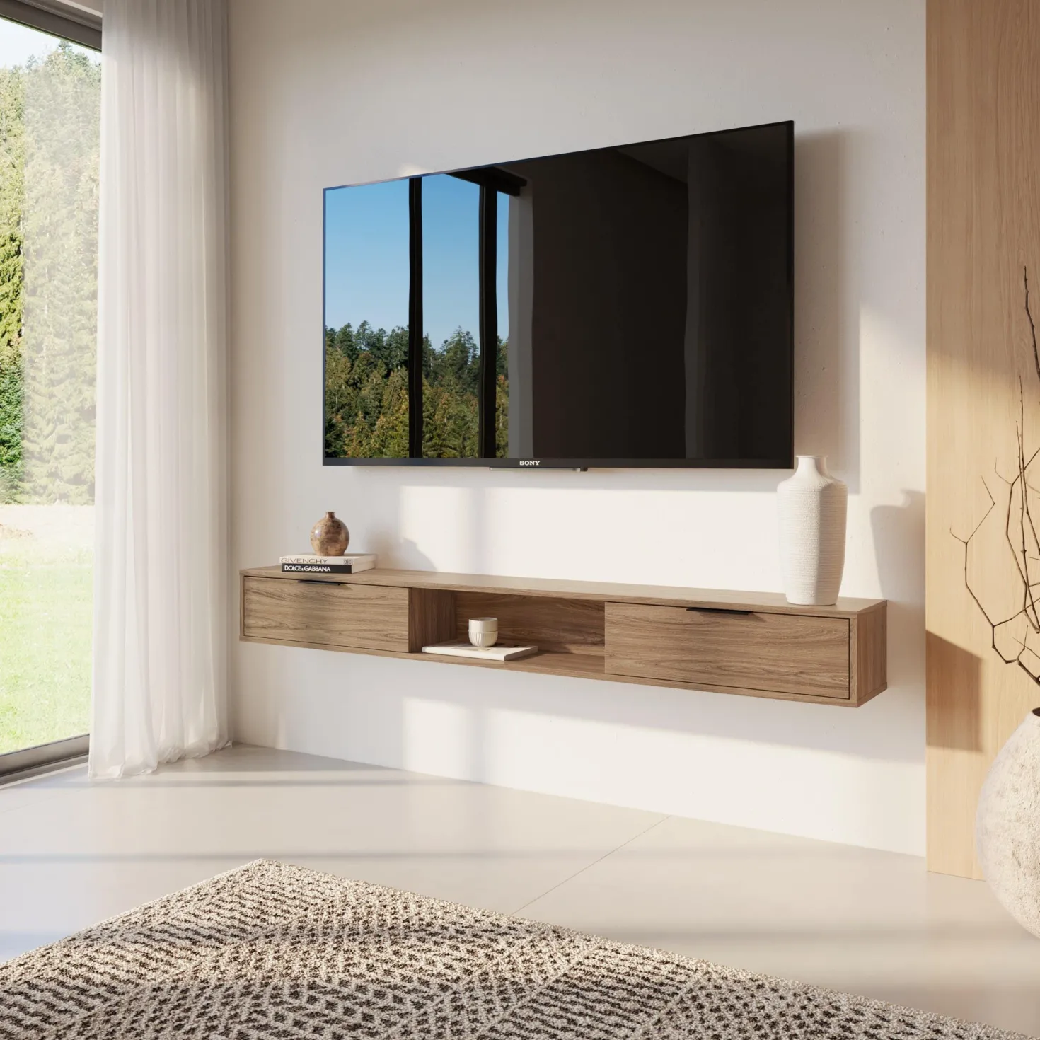 Meuble télé mural avec rangement 72" - Nexera