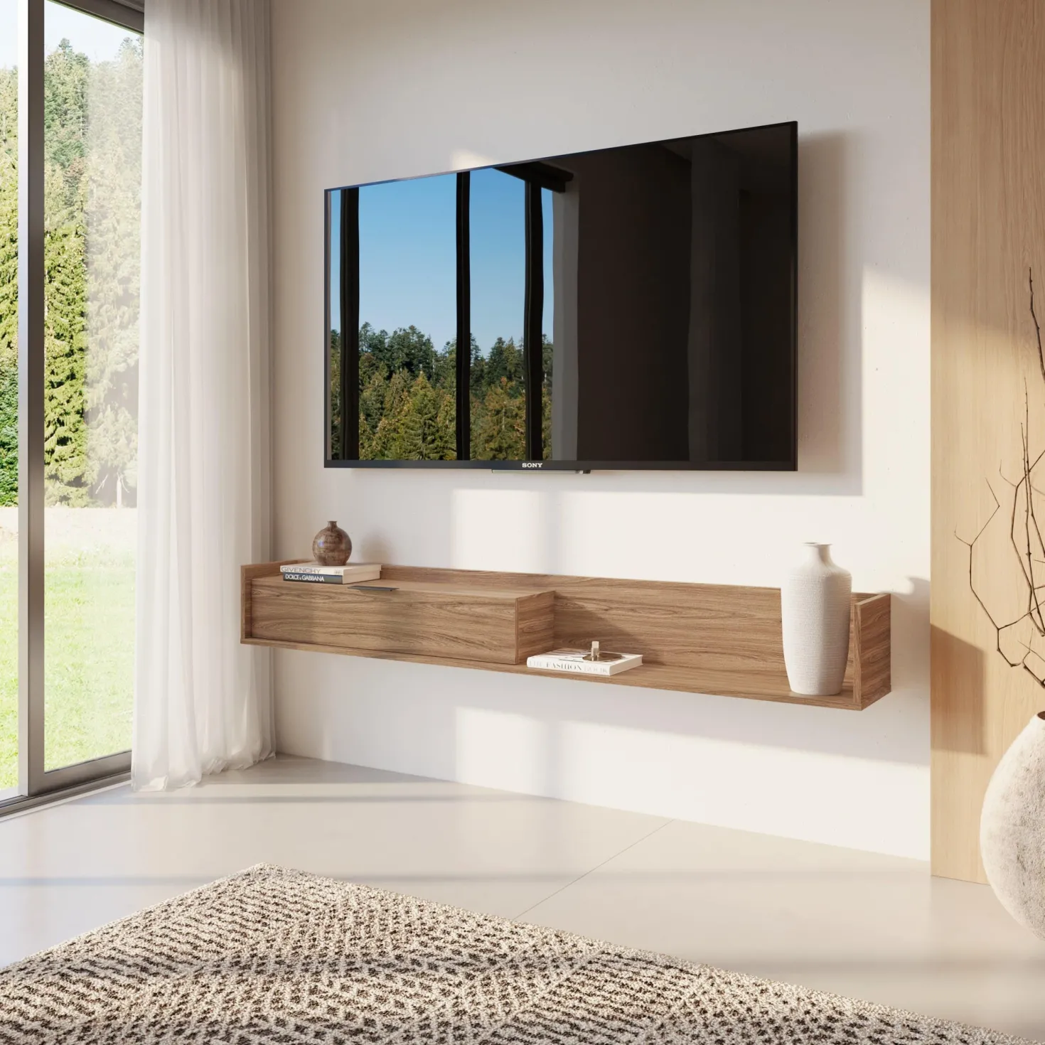 Meuble télé mural avec rangement 72" - Nexera
