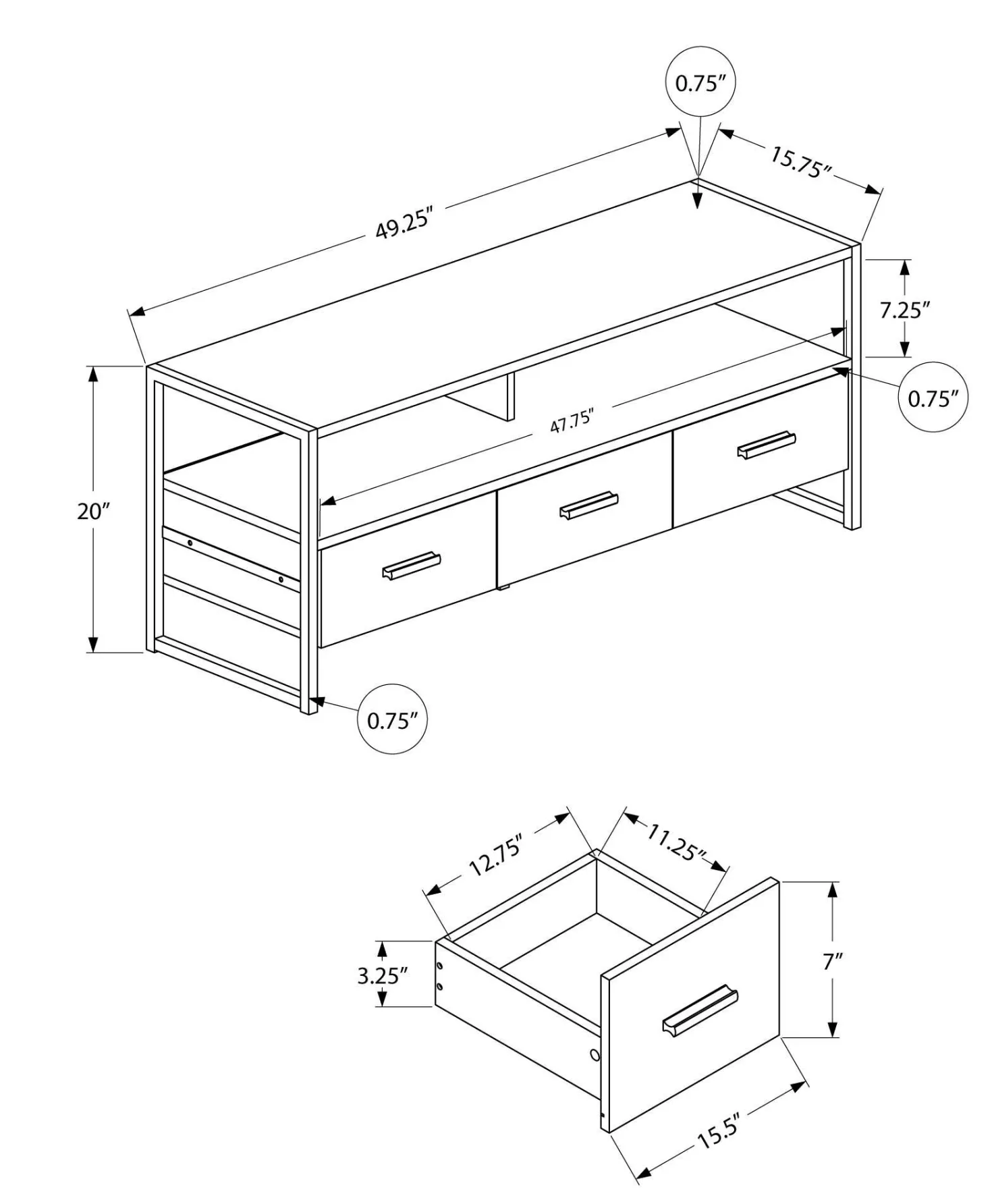 Meuble TV 48" - Monarch
