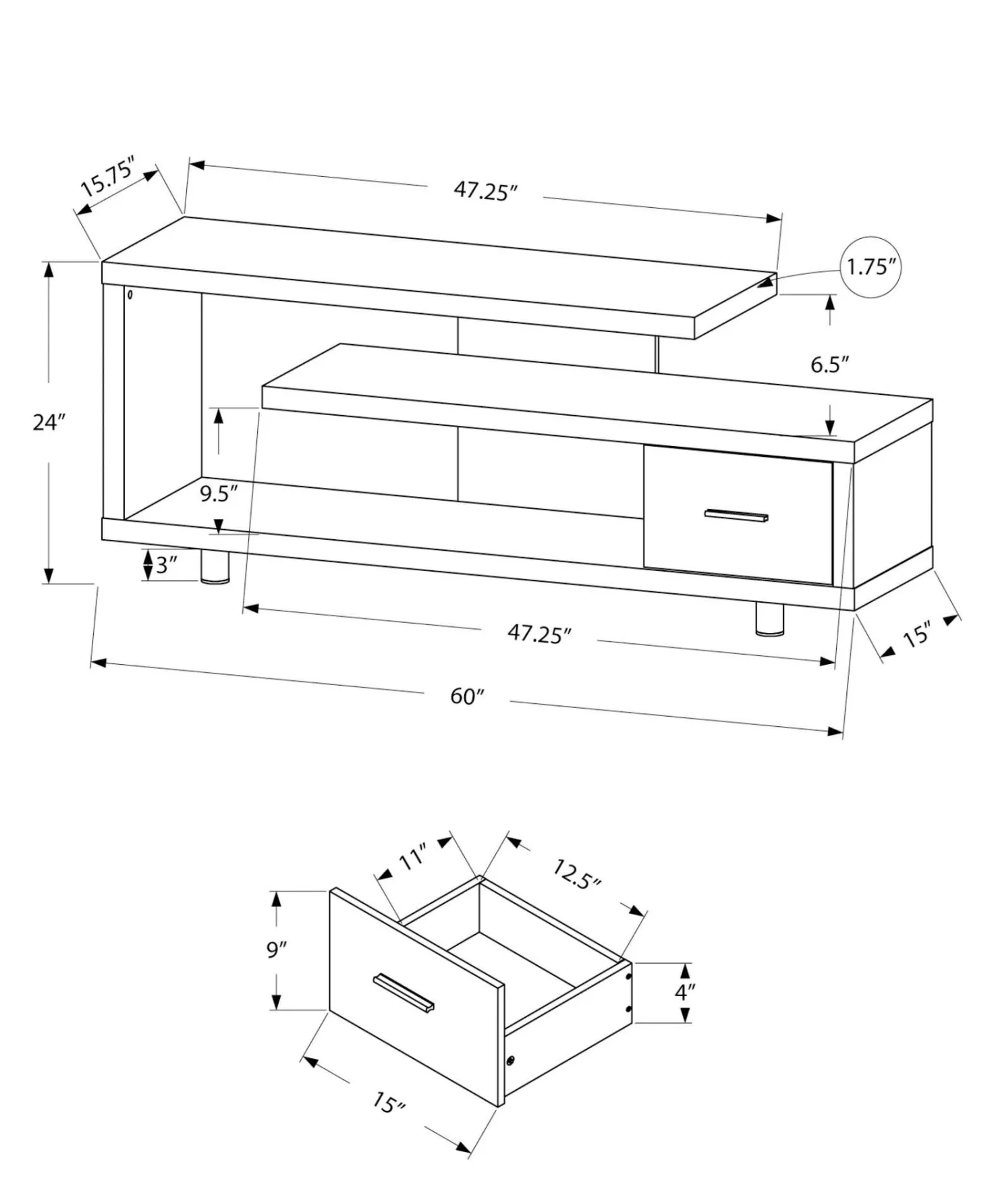 Meuble TV 60" - Monarch